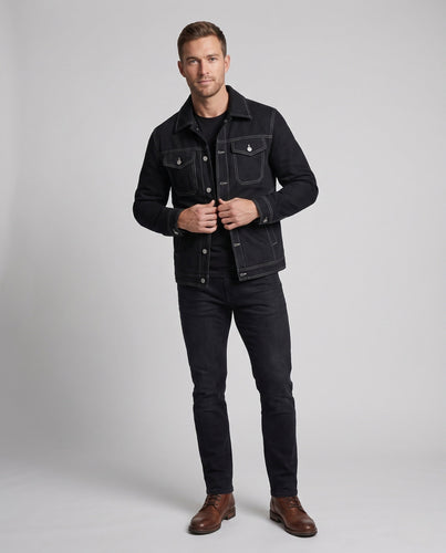 Herren elegante Jeansjacke mit Brusttaschen Shop Nory