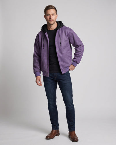 Herren Freizeit Kapuzenjacke mit Lederlook Shop Nory
