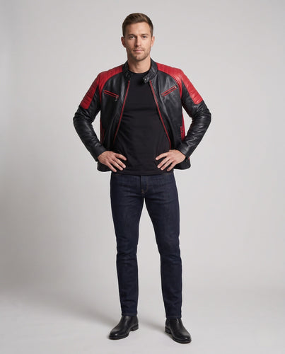 Herrenmode Kunstlederjacke mit Reißverschluss und Kontrastdetails Shop Nory