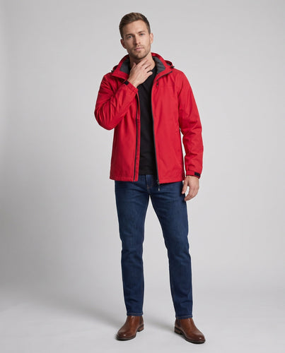 Minimalistische Softshell-Regenjacke für Herren mit Kordelzugkapuze und feuchtigkeitsableitender Membran Shop Nory