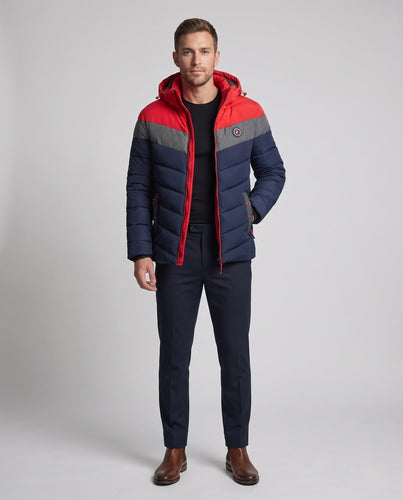 Männer gesteppte Winterjacke mit Kapuze, wasserabweisend, winddicht, isolierte thermische Fütterung, Shop Nory