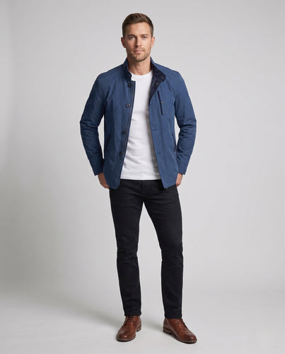Herren Übergangsjacke mit Stehkragen und Wildlederbesatz, taillierte Passform Shop Nory