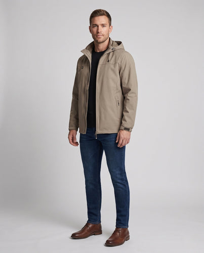Herren Wasserabweisende Kapuzen Softshelljacke mit Verstellbaren Bündchen und Versteckten Reißverschlusstaschen Shop Nory