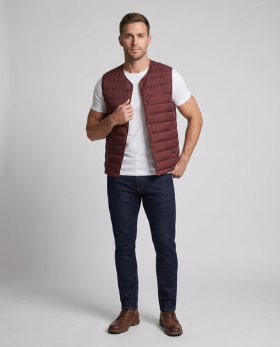 Herren Ärmellose wattierte Weste mit leichtem Daunen-Look und Druckknopfverschluss Shop Nory