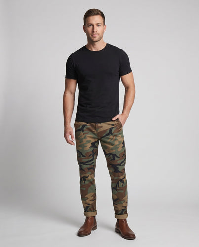 Herren tapered Chino-Hosen mit elastischem Bund und Reißverschluss-Taschen Shop Nory