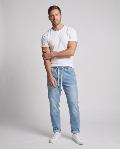 Herren lässige Denim-Jogginghosen mit elastischem Bund und Kordelzug Shop Nory