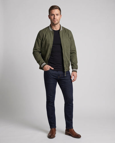 Leichte Bomberjacke aus Baumwolle für Herren mit gerippten Bündchen und Reißverschluss Shop Nory