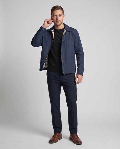 Leichte wasserabweisende Übergangsjacke für Herren mit kariertem Futter und Stehkragen Shop Nory