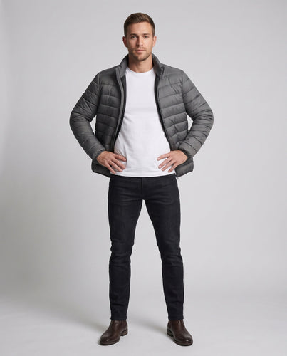 Herren ultraleichte, komprimierbare Steppjacke mit Stehkragen und Packbeutel Shop Nory