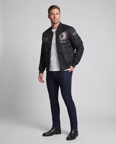 Männer Sportliche Bomberjacke mit Aufwendigen Stickdetails Shop Nory
