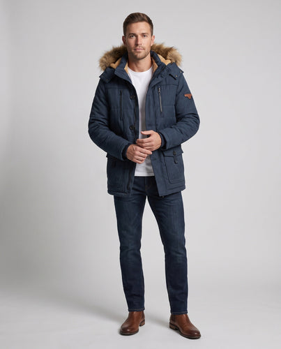 Herren Winterparka mit abnehmbarer Kapuze und Fleece-Futter Shop Nory