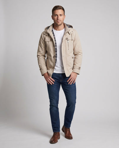 Herren elegante Winterjacke mit abnehmbarer Kapuze Shop Nory