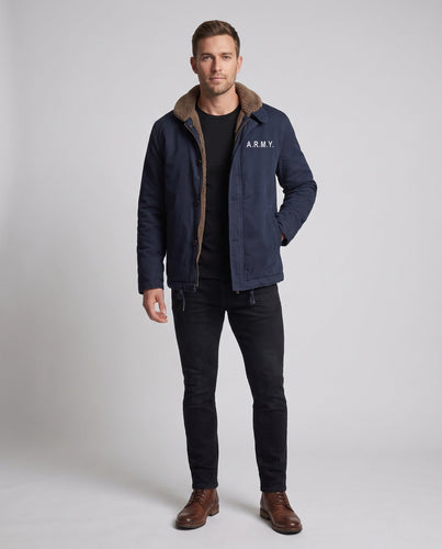 Herren Militärische Übergangsjacke mit Teddyfutter Shop Nory