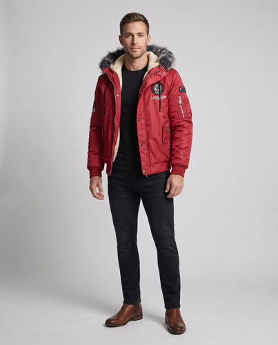 Herren Modische Winterjacke mit Kunstfell-Futter Shop Nory