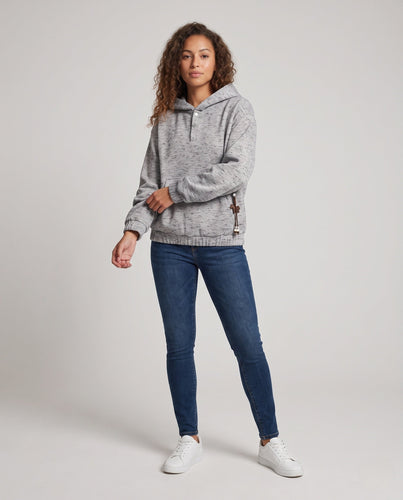 Damen Lässige Kapuzensweatshirt mit Knopfdetails Shop Nory