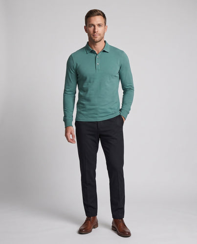 Herren Elegantes Langarm Poloshirt Shop Nory