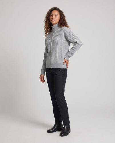 Damen Übergröße Cardigan mit Reißverschluss, Stehkragen & Strukturstrick Shop nory