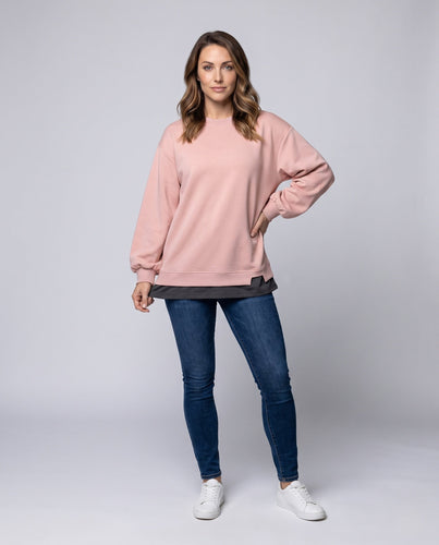 Damen Oversize Strickpullover mit Ballonärmeln und geschichtetem Saum Shop nory