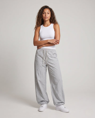 Damen Ultra Weite LoungShop nory Baggy-Hose aus Leinenmischung mit Kordelzug, niedrigem Schritt & Patten-Taschen Shop nory