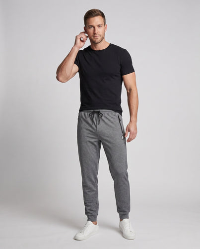 Herren Elastische Lounge Jogginghose aus Mélange-Fleece mit Kordelzug, seitlichen Taschen und geradem Bein Shop nory