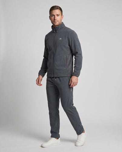 Herren isolierender Fleece Trainingsanzug mit Stehkragen, durchgehendem Reißverschluss und schmal zulaufenden Jogginghosen Shop nory