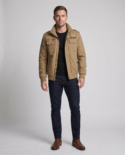 Herren isolierte Feldjacke mit Sherpa-Futter, Utility-Taschen & hohem Stehkragen Shop nory