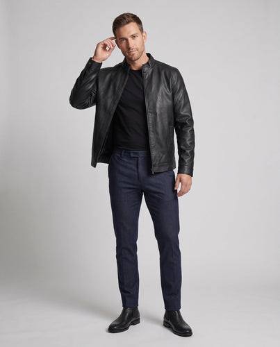 Herren Kunstleder Bomberjacke mit Teddy-Futter Shop nory