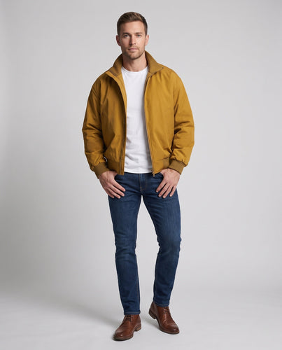 Herren leicht gepolsterte Bomberjacke mit gestepptem Thermofutter, hochschließendem Rippkragen & verdecktem Reißverschluss Shop nory