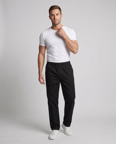 Herren Leichte Baumwollmischung Legere Hosen mit Kordelzug Taille, Seitentaschen & Gerader Lockere Passform Shop nory