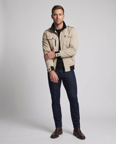 Leichte Canvas-Bomberjacke für Herren mit wärmender Fütterung, Stehkragen und aufgesetzten Brusttaschen Shop nory