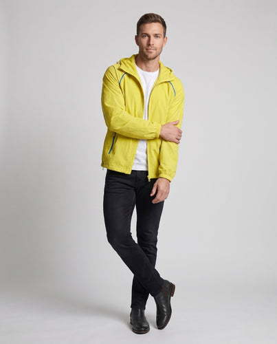Leichte Herren-Hooded Windbreaker aus Tech Ripstop mit Kontrastpaspelierung, Kordelzug & Reißverschluss-Taschen Shop nory