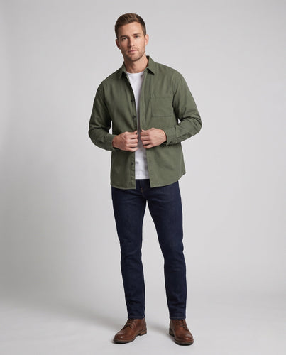 Herren locker sitzende Overshirt-Jacke aus Baumwollmischung mit Brusttasche & durchgehendem Knopfverschluss Shop nory