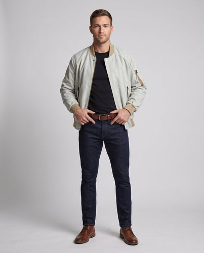 Herren Oversize Bomberjacke im Velours-Suede-Look mit Utility-Arm-Tasche, Druckknopfverschluss & gerippten Abschlüssen Shop nory