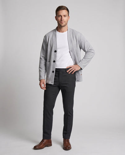 Herren Oversize Cardigan aus Waffelstrick mit V-Ausschnitt, aufgesetzten Taschen & boxy Silhouette Shop nory