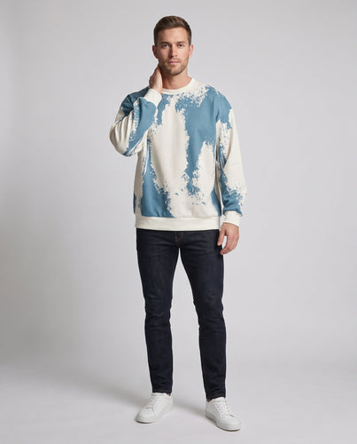 Herren Oversize Sweatshirt mit künstlerischem Sprühdruck & geripptem Saum Shop nory