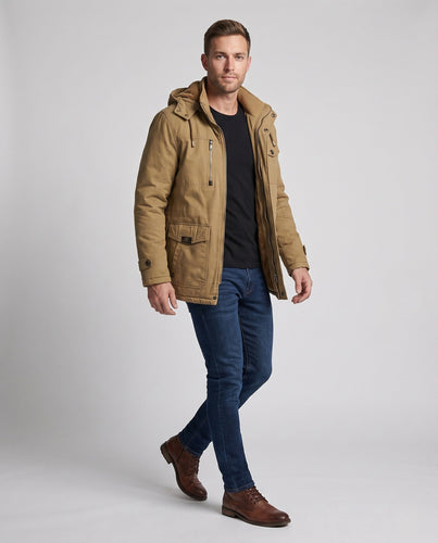 Herren Robust-Canvas-Feldjacke mit Kapuze, Multifachtaschen & tailliertem Schnitt Shop Nory