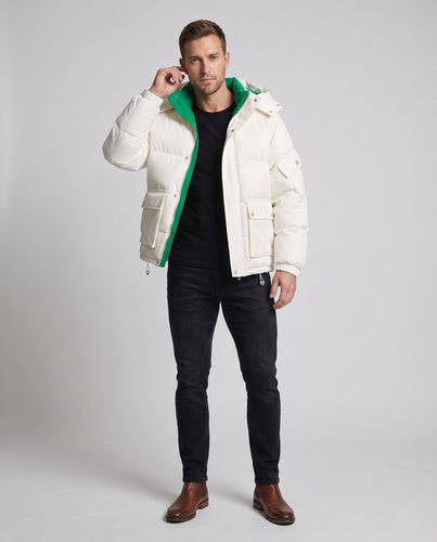 Herren Stepp-Parka mit Kapuze, Utility-Taschen und Kontrast-Innenfutter Shop Nory