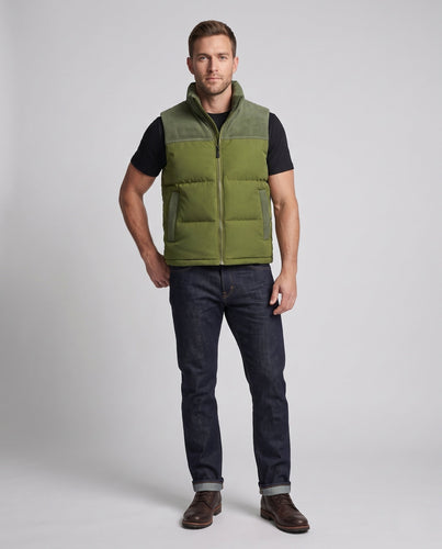 Herren Steppweste mit Cordbesatz, wattierter Thermoisolierung & Stehkragen Shop Nory