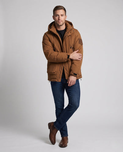 Herren Technischer Kapuzen-Parka mit verlängerter Rückenpartie, Thermo‑Steppung & Multifunktions‑Taschen Shop Nory