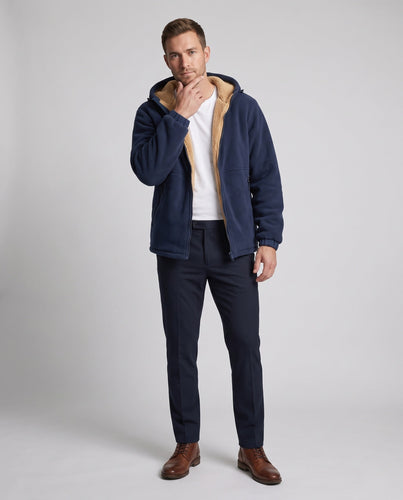 Herren Thermo-Fleece-Hoodiejacke mit Teddyfutter, Kapuze und winddichter Außenlage Shop Nory