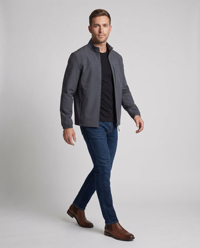 Herren Übergangsjacke aus elastischem Bergsteiger-Nylon mit Stehkragen und verdecktem Reißverschluss Shop Nory