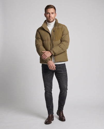 Herren Urbaner Kurz-Puffer mit hohem Stehkragen, Brustreißverschluss & winddichter Hülle Shop Nory