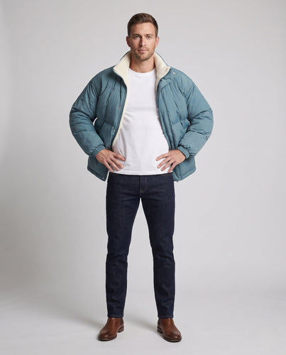 Herren Wärmeisolierende Steppjacke mit Teddyinnenfutter, hohem Kragen und verdecktem Reißverschluss Shop Nory
