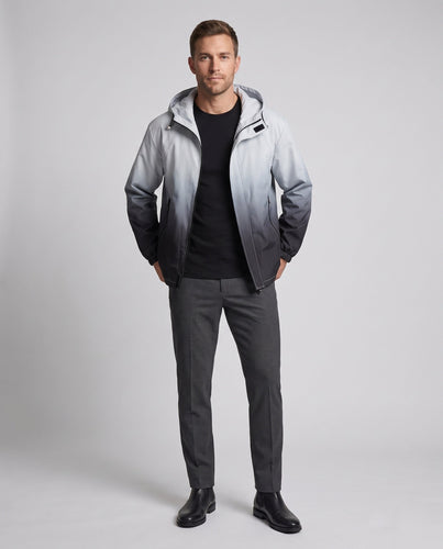 Herren wasserabweisende Übergangsjacke mit Farbverlauf, Kapuze & verdecktem Zweiwege‑Reißverschluss Shop Nory