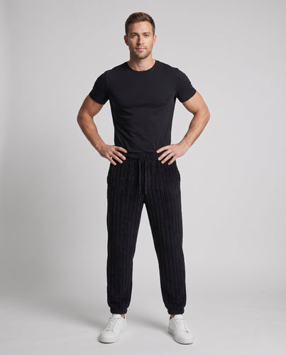 Herren Wattierte Loungewear-Jogginghose mit Kordelzug und geripptem Strukturfleece Shop Nory