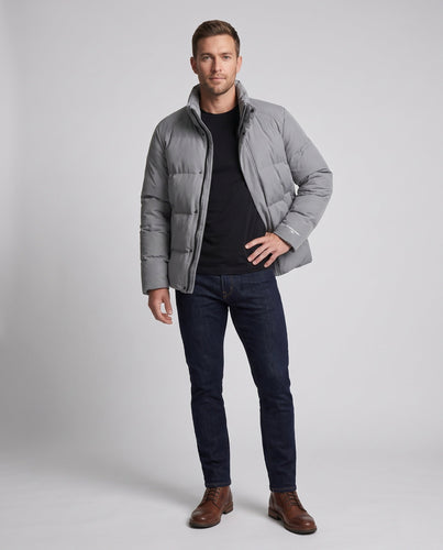 Herren Wattierte Pufferjacke mit hohem Stehkragen, verdecktem Reißverschluss & Druckknopfblende Shop Nory