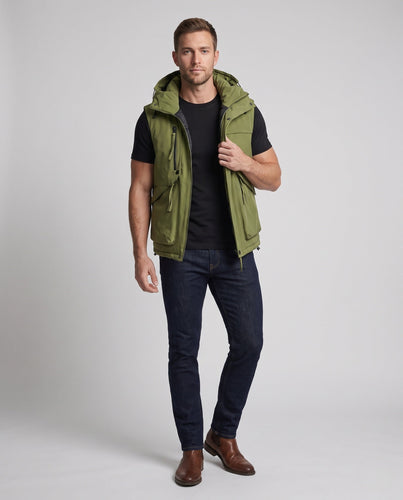 Herren Wattierte Utility-Weste mit Kapuze, Mehrfach-Taschen & Thermofutter Shop Nory