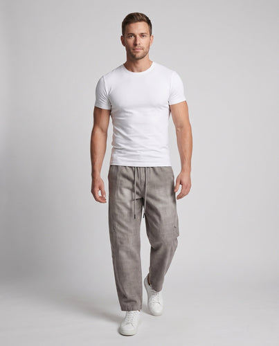 Herren Weite Baggy-Freizeithose mit Tunnelzug, washed Denim‑Optik und Utility‑Nähten Shop Nory