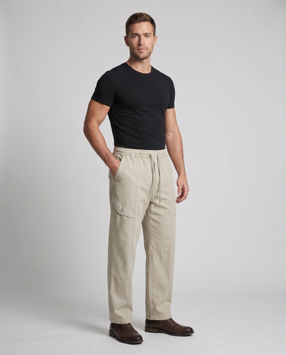 Herren Weite Cargo-Freizeithose im Joggerstil mit Tunnelzugbund & aufgesetzten Klappentaschen Shop Nory