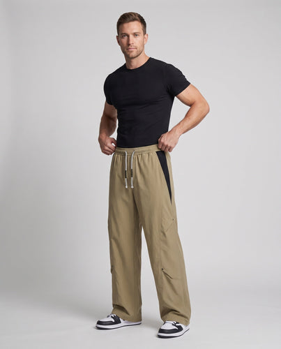 Herren Weite Utility-Cargo-Hose mit Tunnelzugbund, Kontrastseiten & Beinklappentaschen Shop Nory